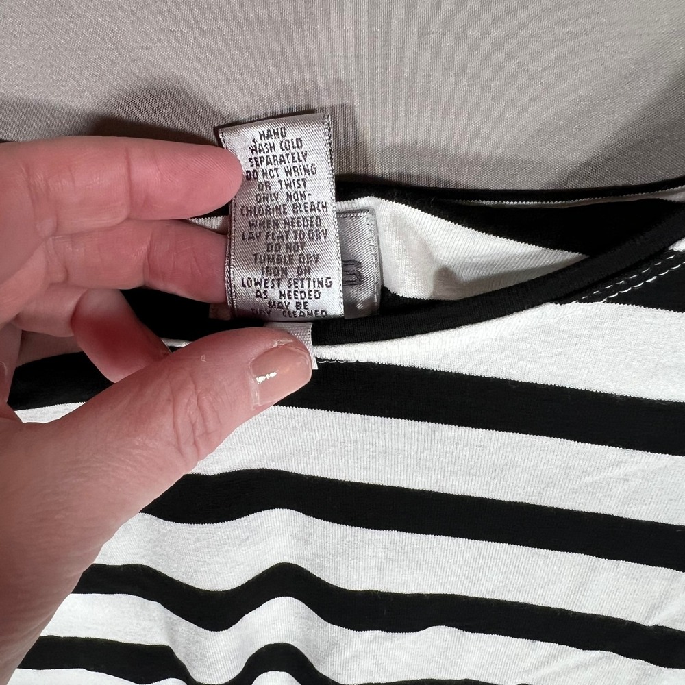 CHICO'S Black Stripped Shirt, Size 3 (XL) 3/4 Sleeve - Fabulous All Season Layer - Picture 4 of 5
